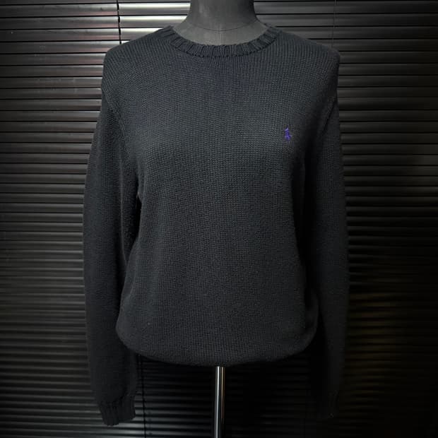폴로 랄프로렌 블랙 니트 스웨터 면 코튼 보라색 여자 여성 S 90 검정
