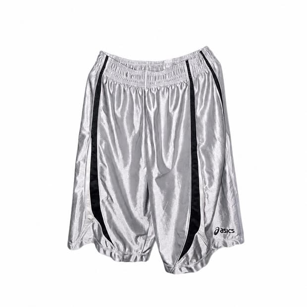 Asics 아식스 빈티지 메탈릭 실버 쇼츠 반바지