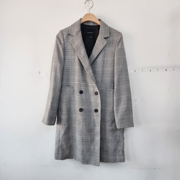 나이스클랍 뉴요커 체크 더블 코트
