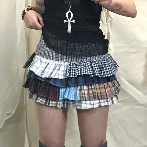 빈티지 패치 숏스커트