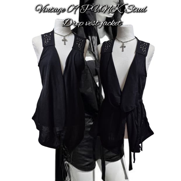 Vintage 09 PUNK Stud Drop vest jacket