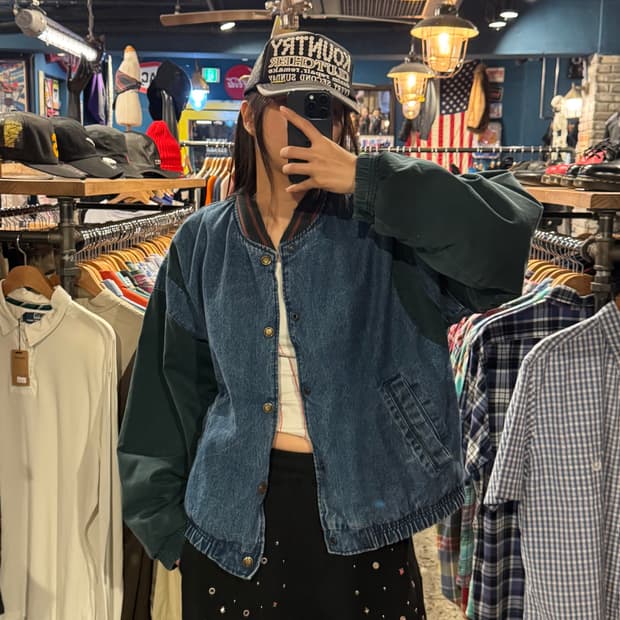 YUKON TRAIL 유콘 트레일 데님 바시티 디테일 자켓