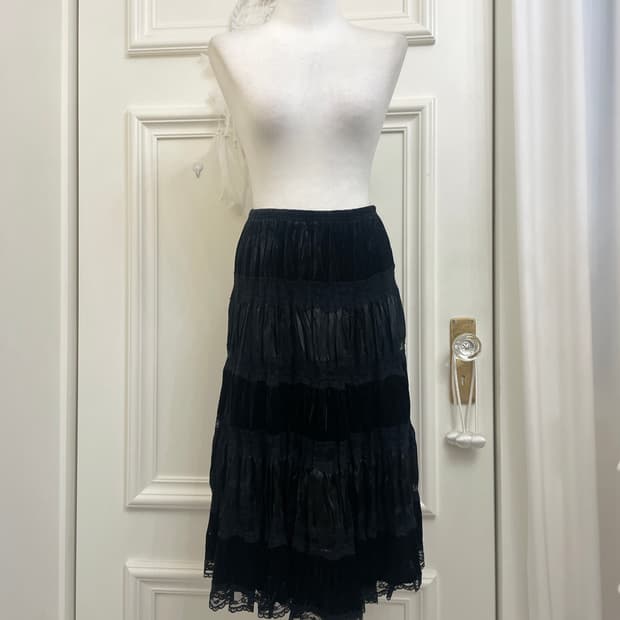 black lace velvet fairy banding skirt