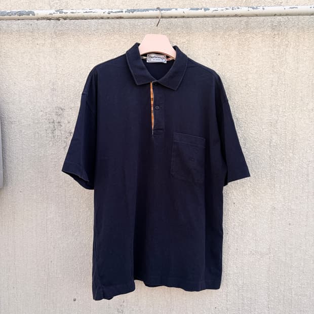 버버리 런던 90s 빈티지 포켓 PK카라 반팔티(L)