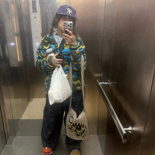 일본 수제 울 고양이 크로스백