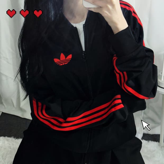 아디다스 파이어버드 검빨 져지 집업 트랙탑