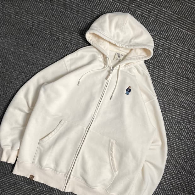 후아유 자수 아이보리 박시핏 후드집업y 4905