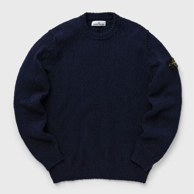 스톤아일랜드 언이븐 코튼 크루넥 니트 네이비 XL