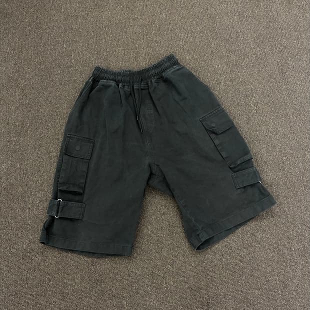 M)Peace 빈티지 블랙 카고 쇼츠
