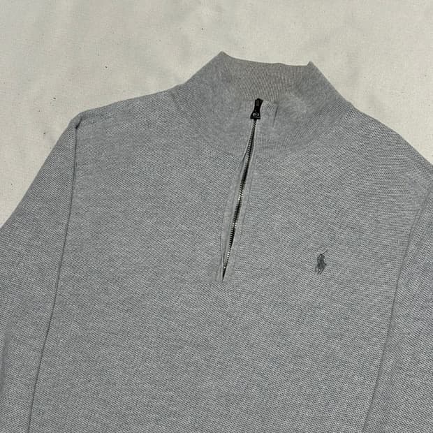 L 폴로랄프로렌 그레이 반집업 코튼 니트