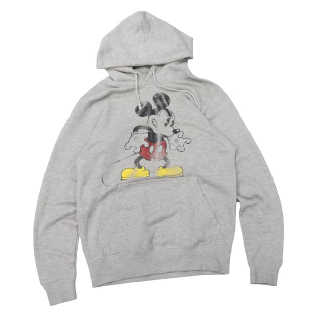 디즈니 빈티지 미키 마우스 크랙 그래픽 후드 티셔츠