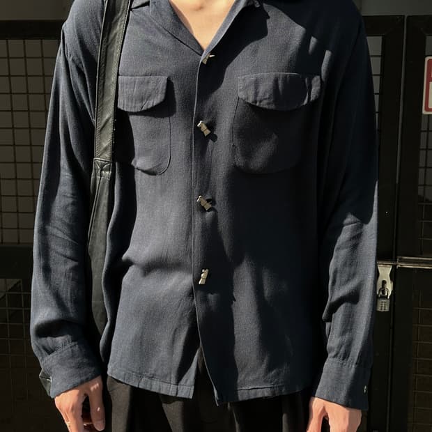 60's 빈티지 레이온 개버딘 셔츠 오버핏 셔츠