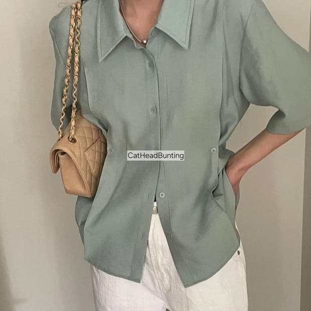 위아 WE ARE 비쥬 남방 셔츠 진민트