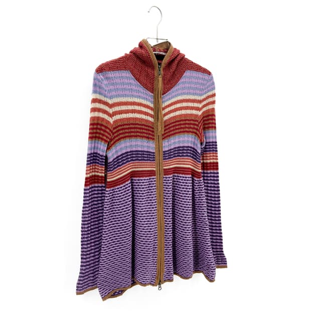 빈티지 울 블렌드 스트라이프 니트 집업