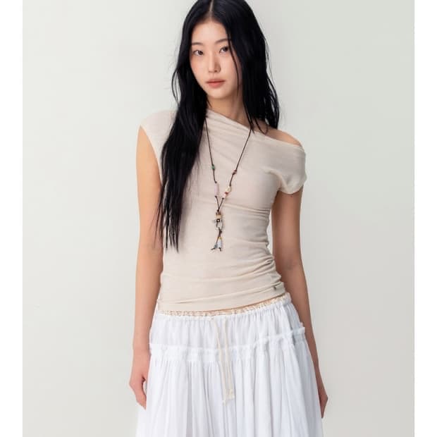 [S] 글로니 틸트 드레이프 탑 베이지