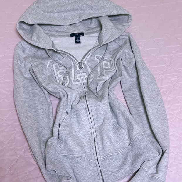 GAP 갭 라이트 멜란지 그레이 딱붙핏 슬림핏 풀집업 후드집업 솜이코