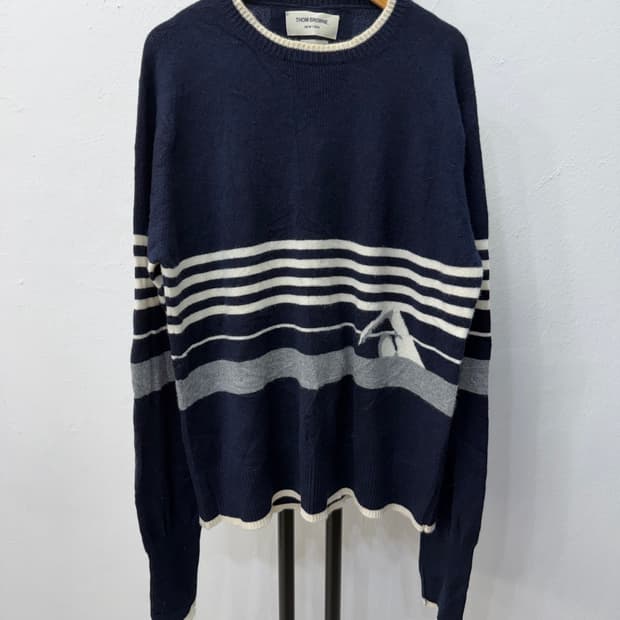 정품) 톰브라운 백로고 캐시미어100 남성니트 4