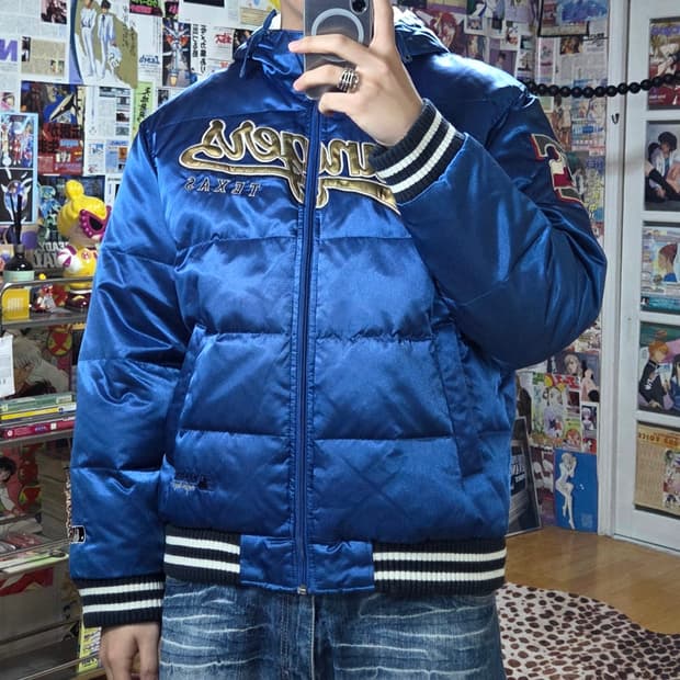 엠엘비 텍사스 레인저스 블루 덕다운 후드 패딩