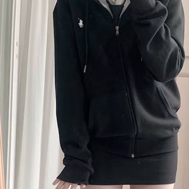 폴로 검정 후드집업