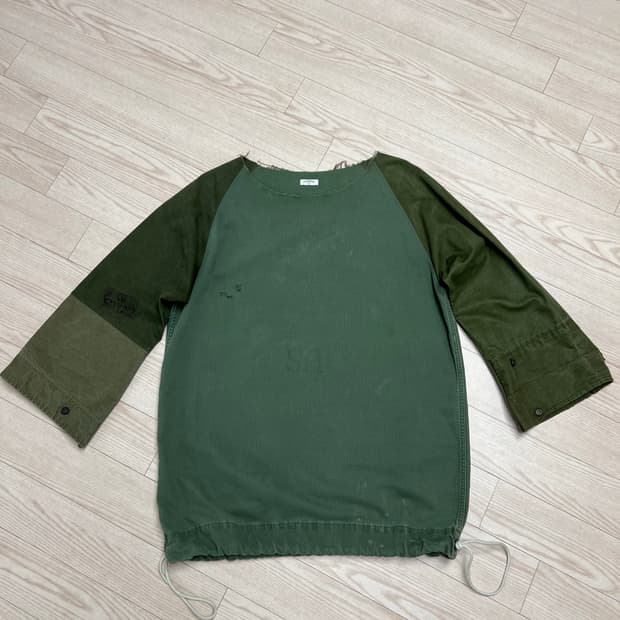 올드파크 / 우븐 패치워크 라운드 아노락 / F