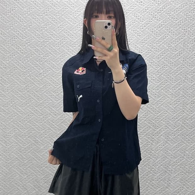 푸마 스트릿 펑크 레드불 모터사이클 레이싱 반팔 셔츠 L C12837