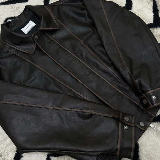 [os]원더원더 버핑레더 자켓/짙은브라운