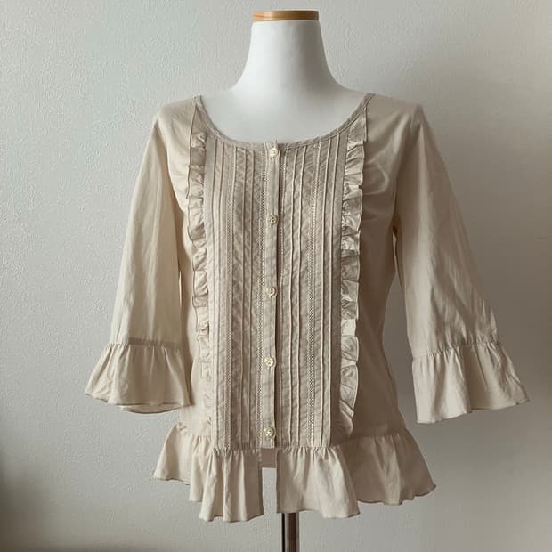 프릴 코튼 블라우스 모리걸블라우스 바스락블라우스