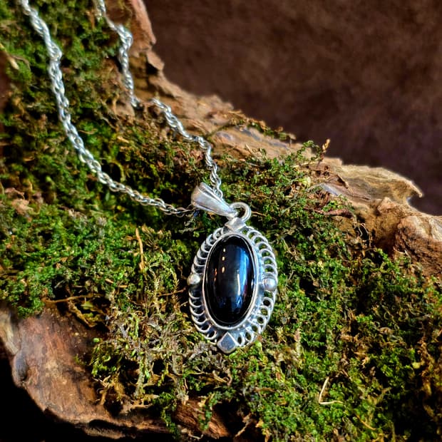 3cross Silver925 bk onxys stone nacklace