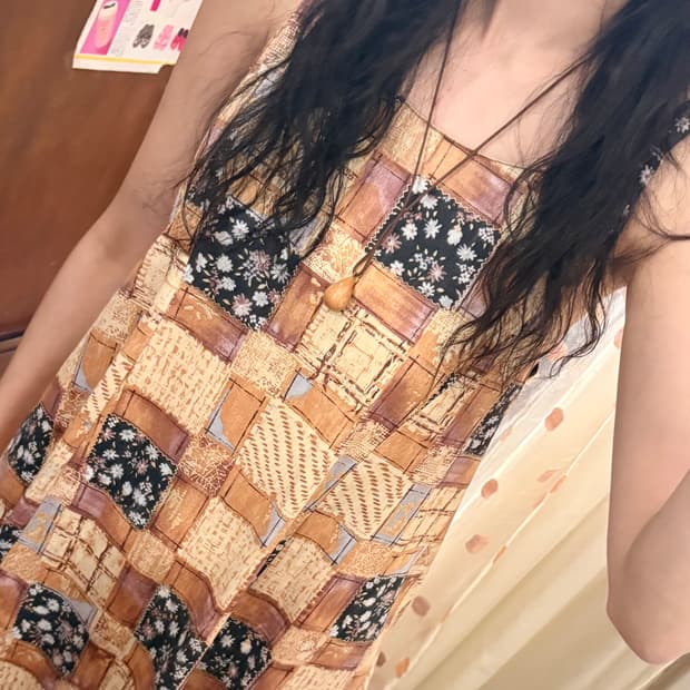 jpn vintage Boho Patchwork Maxi Dress