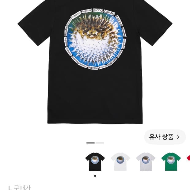 슈프림 블로우피쉬 티셔츠 블랙 L