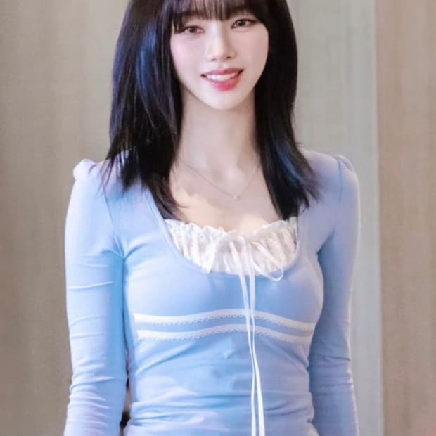지제뮤지엄 레이스 리본 탑 하늘색🩵
