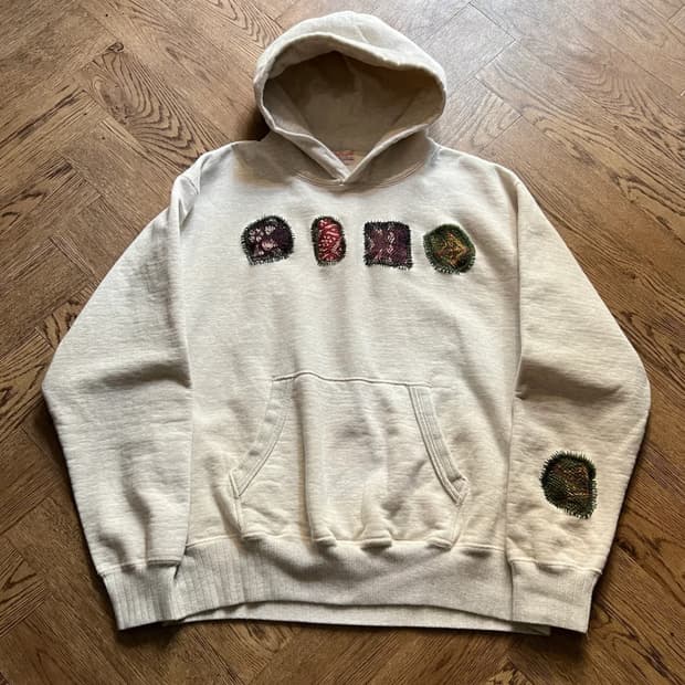 [XL]Whiteville 토요엔터프라이즈 보로 패치 리페어 후드 티셔츠