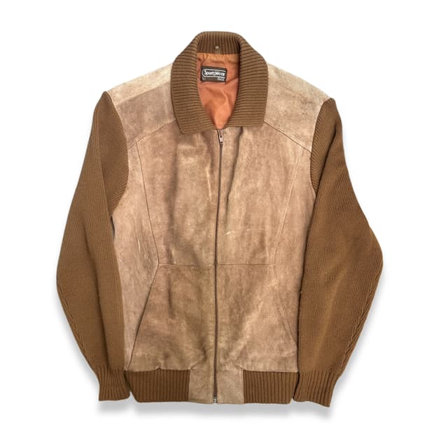 80s Sears SportsWear 니트 스웨이드 자켓 L