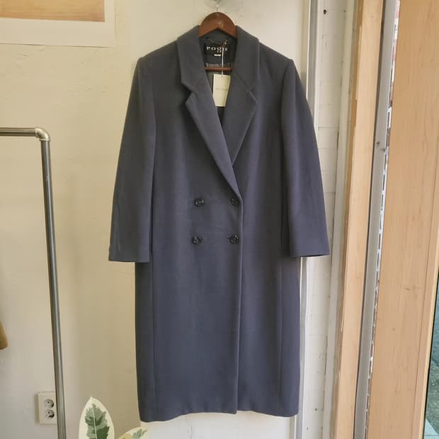 Roga 울캐시미어 차콜블루 여성 롱코트