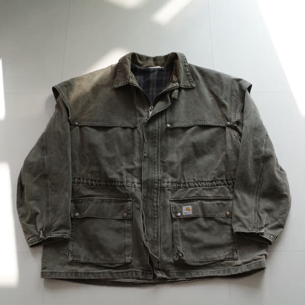 90s 칼하트 샌드스톤 케이프 코트 CW042 MADE IN USA 