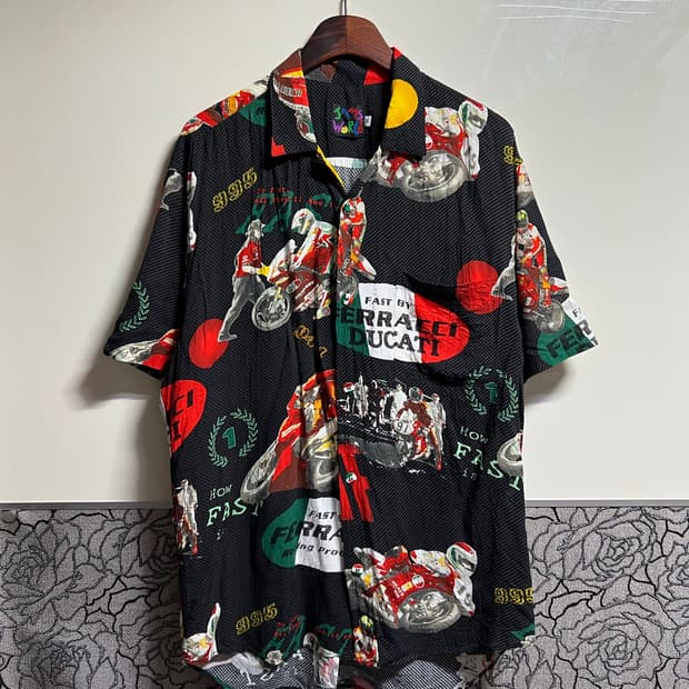 빈티지 잼스월드 듀가티 하와이안셔츠