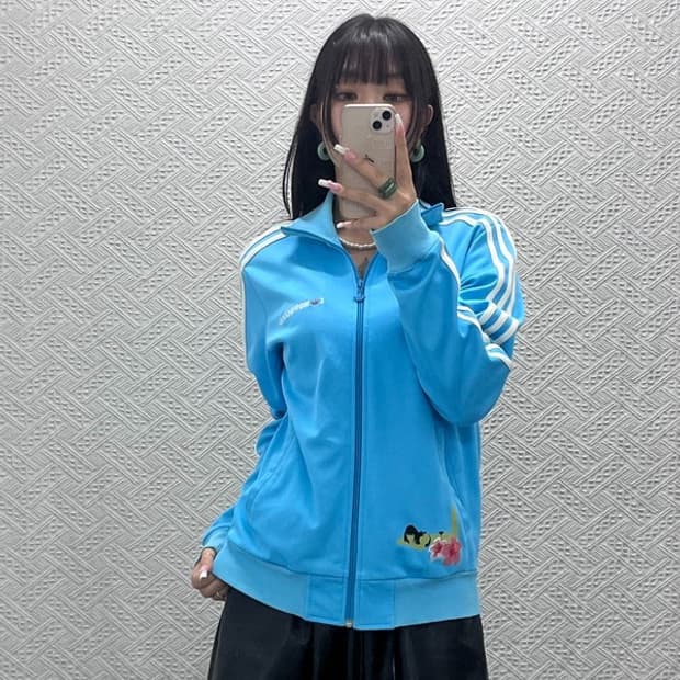 아디다스 하와이안 호놀룰루 키치 오션블루 져지 집업 95 C13787