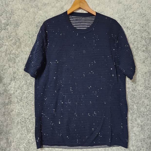 J605 [XL] 페인팅 니트 반팔 티셔츠