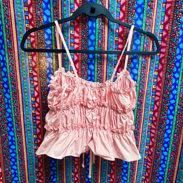 핑크 리본 프릴 뷔스티에