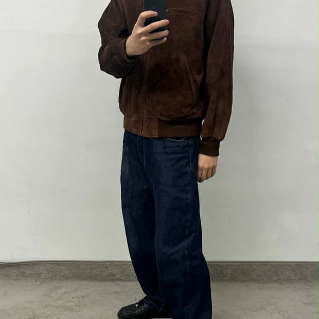 [L] 폴로 랄프로렌 90s 스웨이드 소가죽 봄버 바시티 자켓