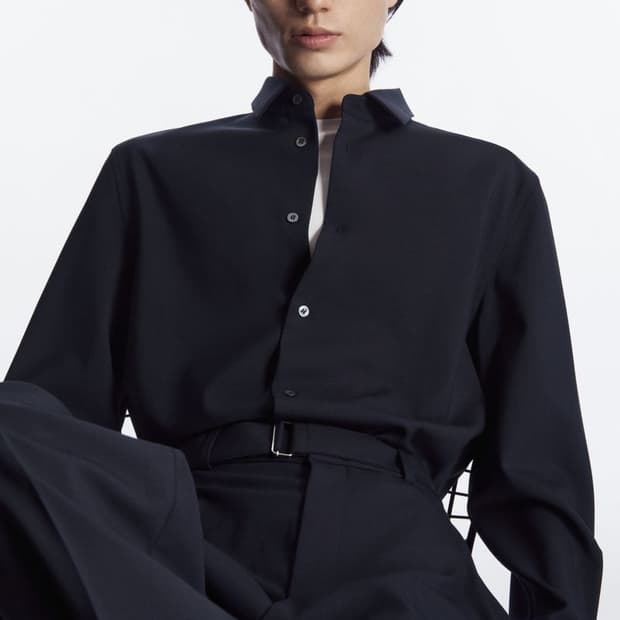 코스 COS 25fw 릴랙스드 울 블렌드 셔츠 black m size 