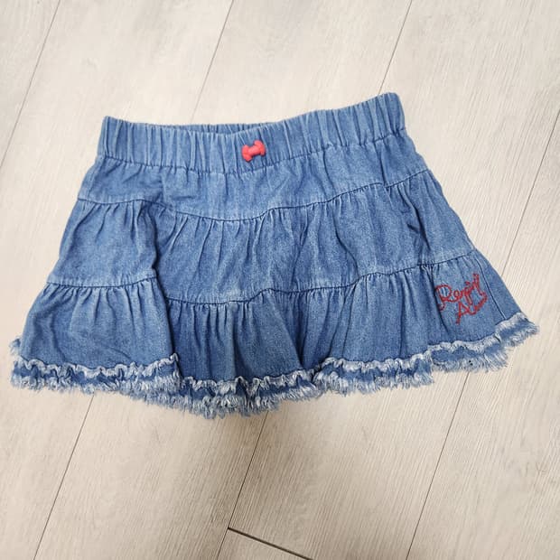 갸루 캉캉 희귀 청 데님 프릴 미니스커트