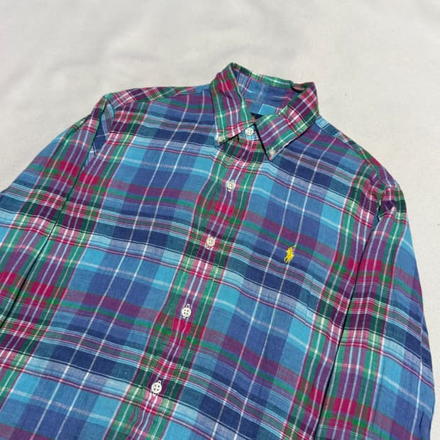 XS 폴로랄프로렌 린넨 체크셔츠