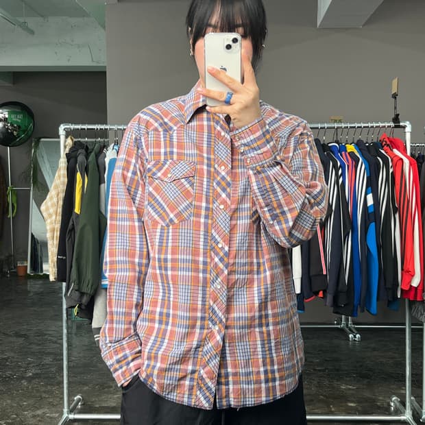 랭글러 웨스턴 체크 셔츠 