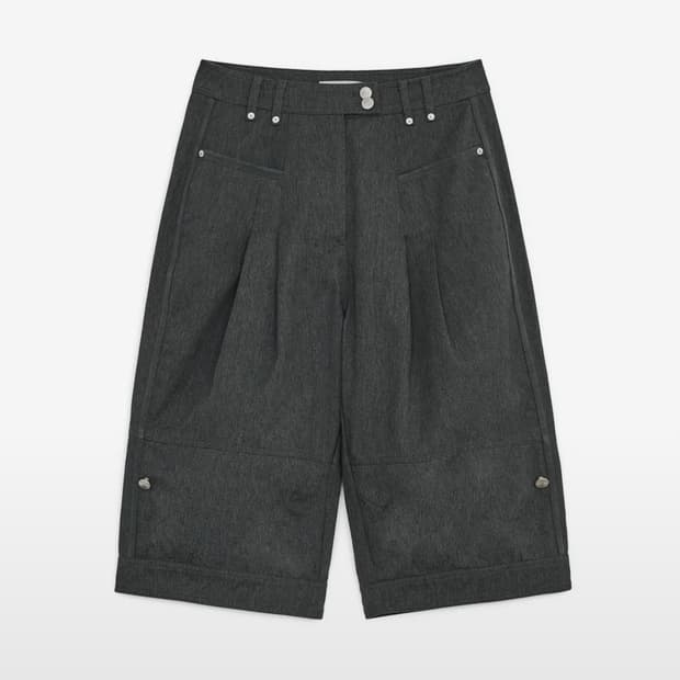 허그유어스킨 벌룬핀턱 카프리팬츠 S 차콜