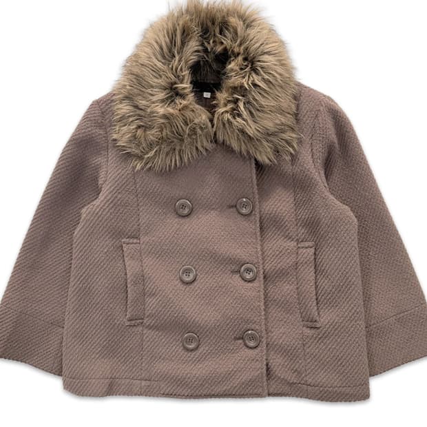 빈티지 브라운 7부 더블 코트