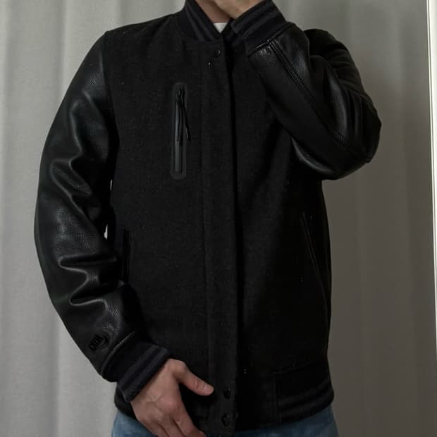 나이키 울 소가죽 바시티자켓