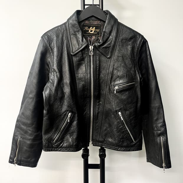 Hae Dong 90's 크롭 카우 레더 자켓