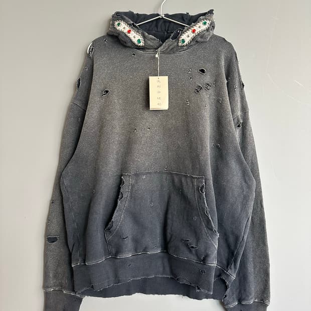 캐피탈 스릴러 데미지드 후드 스터드 블랙 