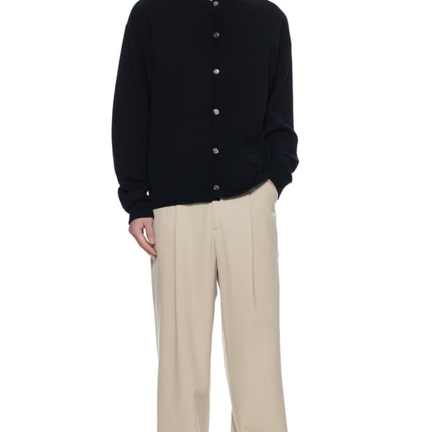 우영미 블랙 라운드넥 울 가디건 니트 46